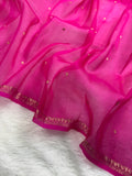 Hot Pink Pure Kora Organza Silk Banarasi Saree