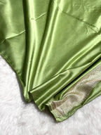 Pista Meenakari Mashru Katan Silk Banarasi Saree