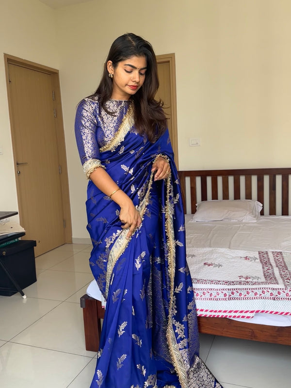 Royal Blue Banarasi Nazakat Soft Silk Saree