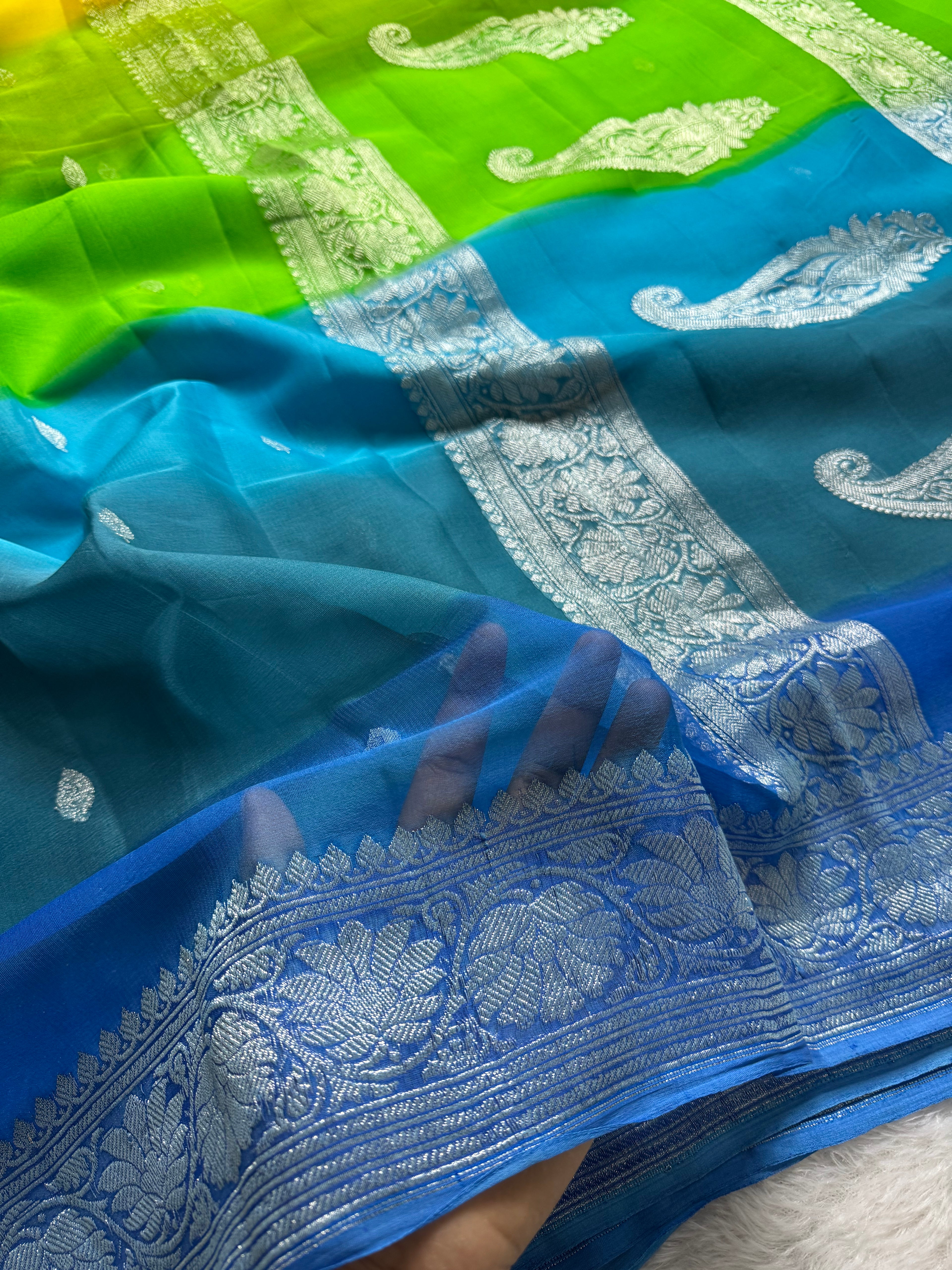 Rangkat Pure Khaddi Chiffon Silk Banarasi Saree