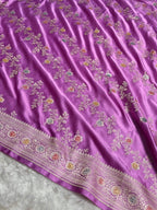 Lavender Meenakari Mashru Katan Silk Banarasi Saree