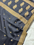 Black Pure khaddi Chiffon Silk Banarasi Saree
