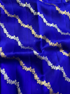 Royal Blue Stripe Sona & Roopa Pure Kora Organza Silk Banarasi Saree