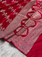 Red Meenakari Mashru Katan Silk Banarasi Saree