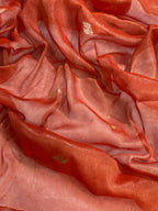 Rust Orange Pure Khaddi Tissue Chiffon Sona & Roopa Meenakari Banarasi Saree