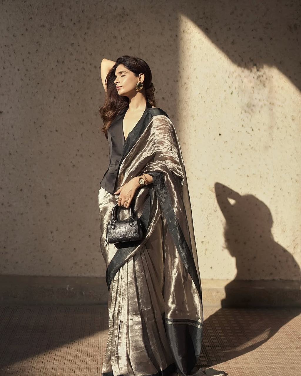 Black Pure Glass Tissue Silk Banarasi Saree