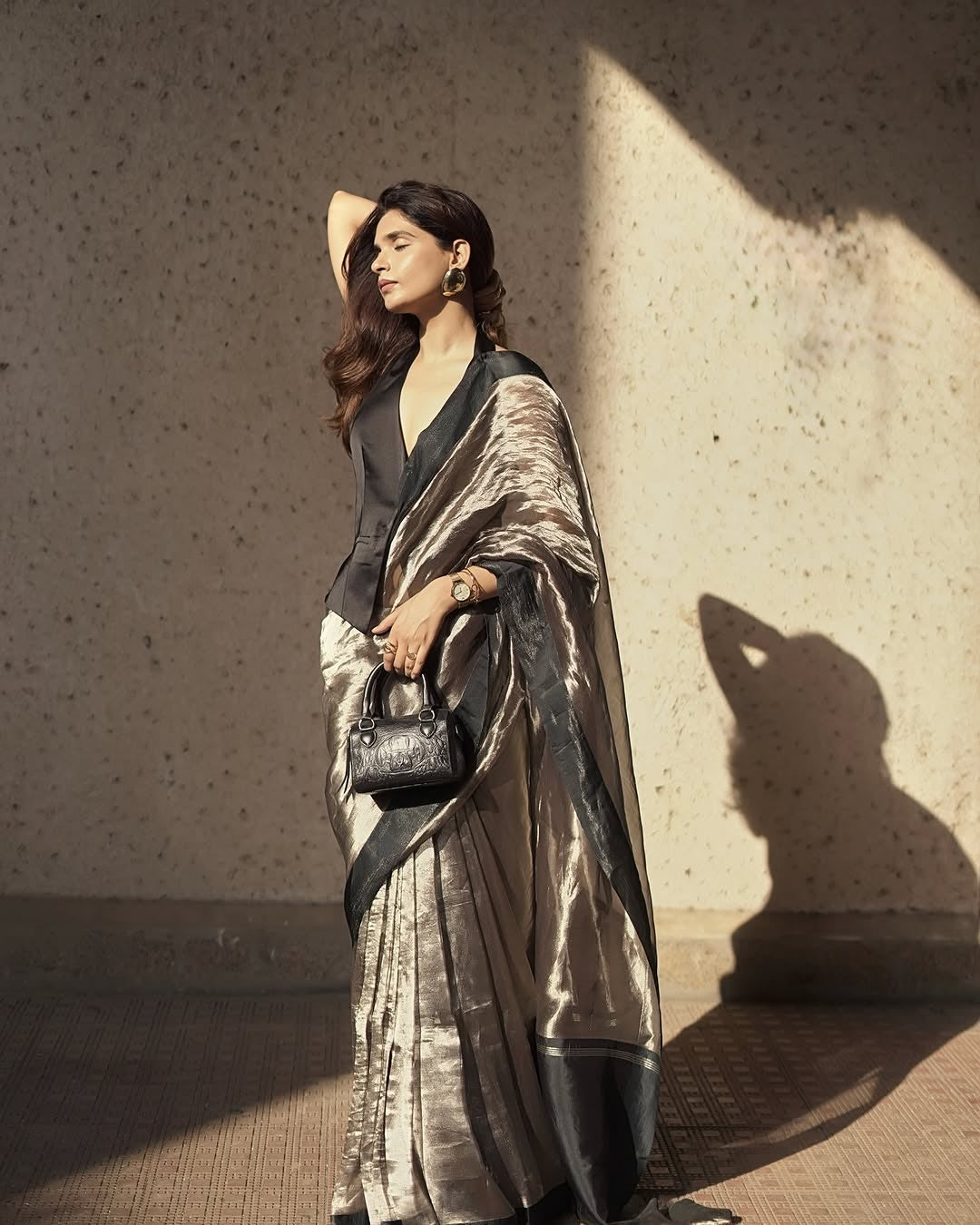 Black Pure Glass Tissue Silk Banarasi Saree
