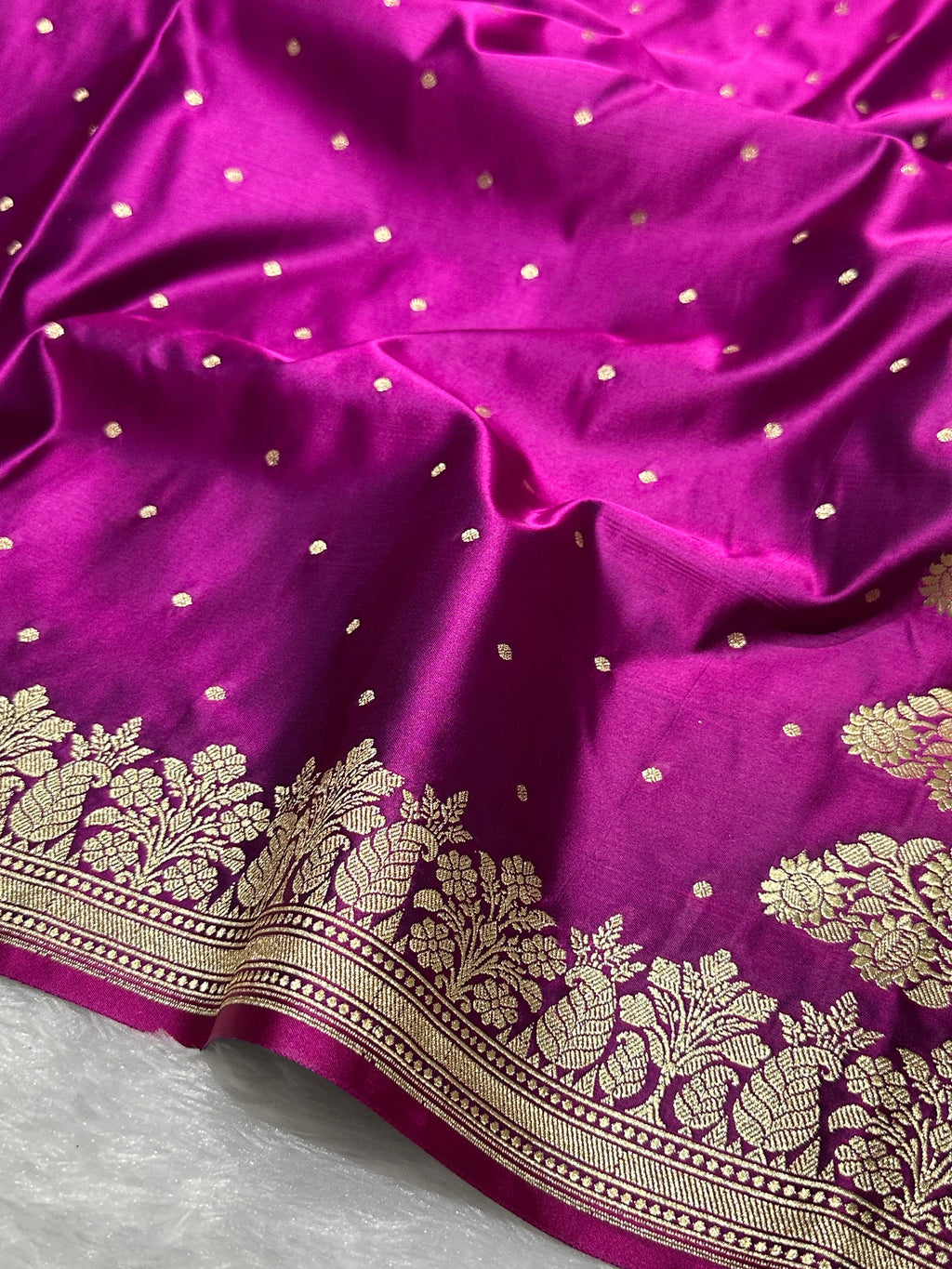 Magenta Mashru Katan Silk Banarasi Saree