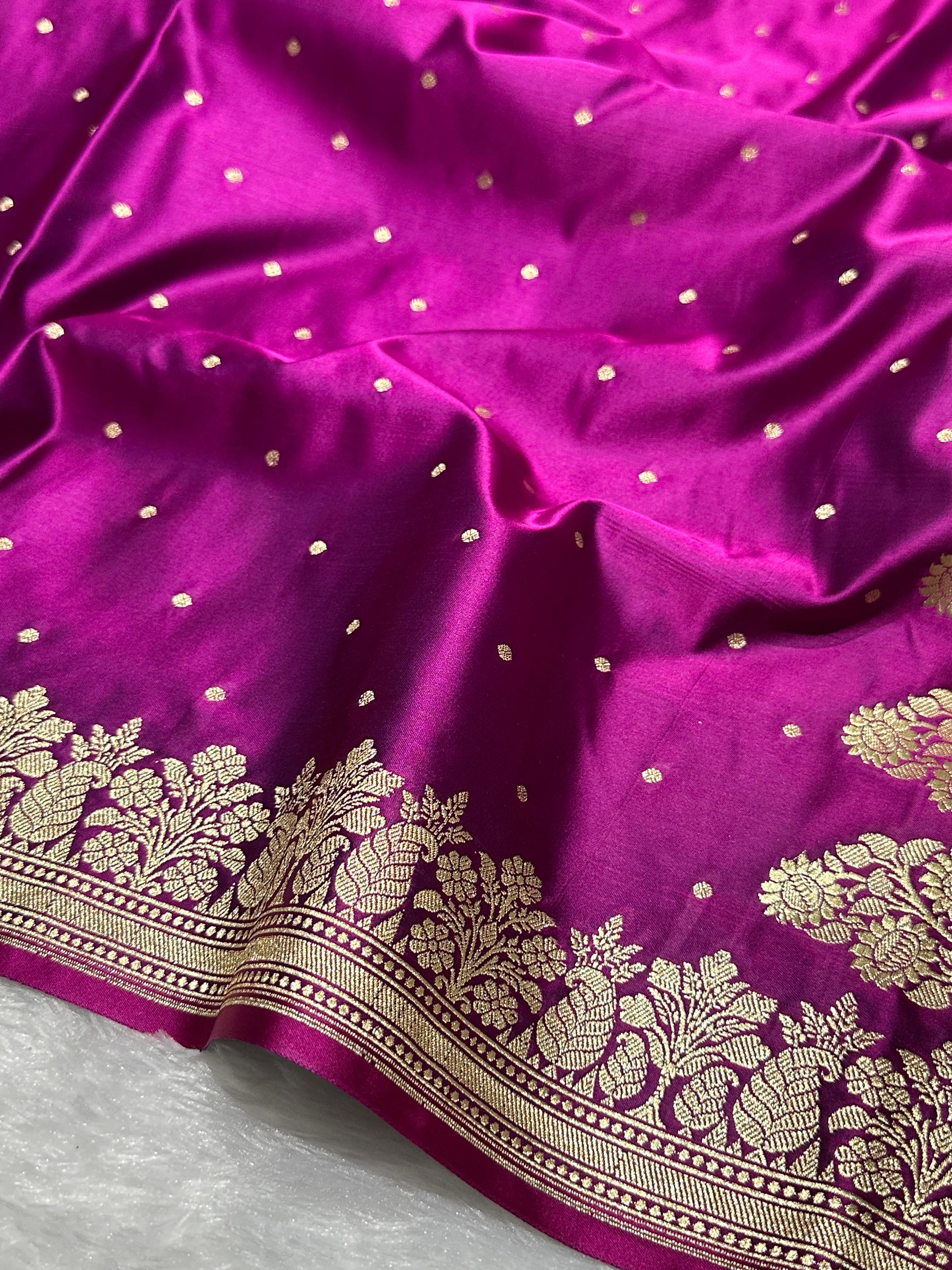 Magenta Mashru Katan Silk Banarasi Saree