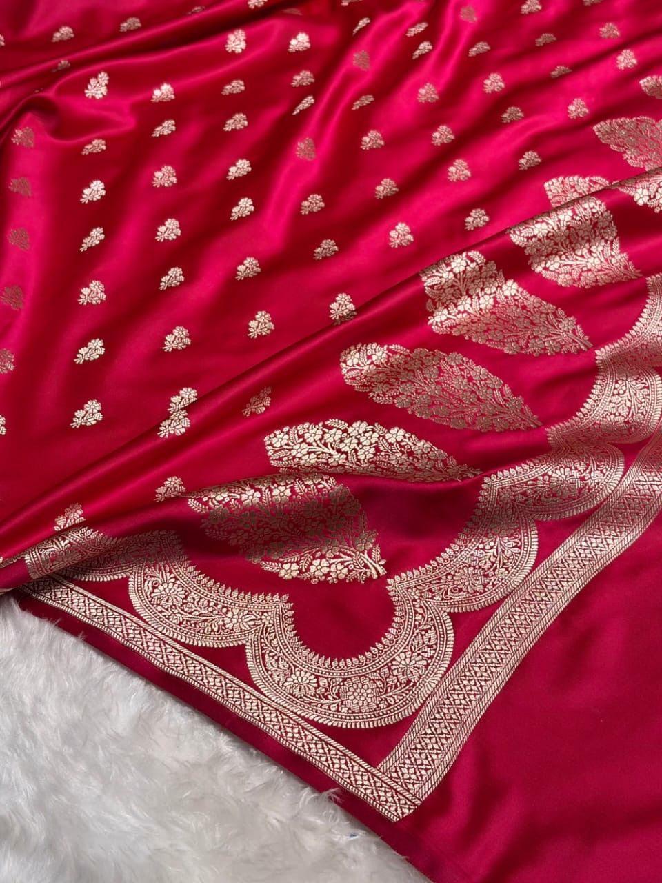 Rani Pink Mashru Katan Silk Banarasi Saree