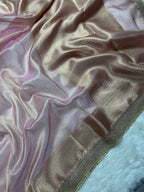 Blush Pink Beautiful Lace Border Tissue Silk Banarasi Saree
