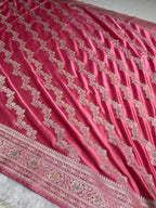 Rosy Pink Meenakari Mashru Katan Silk Banarasi Saree