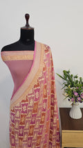 Mauve Pink Rangkat Pure Khaddi Georgette Silk Banarasi Saree