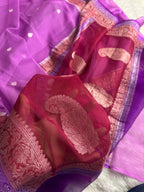 Lavender Pure Khaddi Chiffon Silk Banarasi 3d Saree