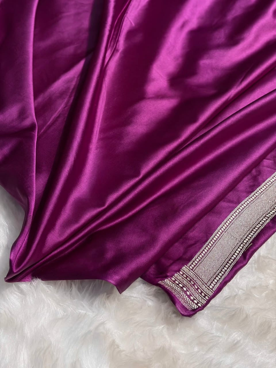 Deep Wine Purple Mashru Katan Silk Banarasi Saree