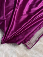 Deep Wine Purple Mashru Katan Silk Banarasi Saree