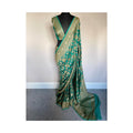 Teal Green Pure Khaddi Georgette Silk Banarasi Saree
