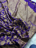 Purple Pure Khaddi Georgette Silk Banarasi Jall Saree