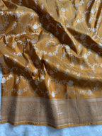 Mustard Pure Katan Silk Banarasi Jall Saree