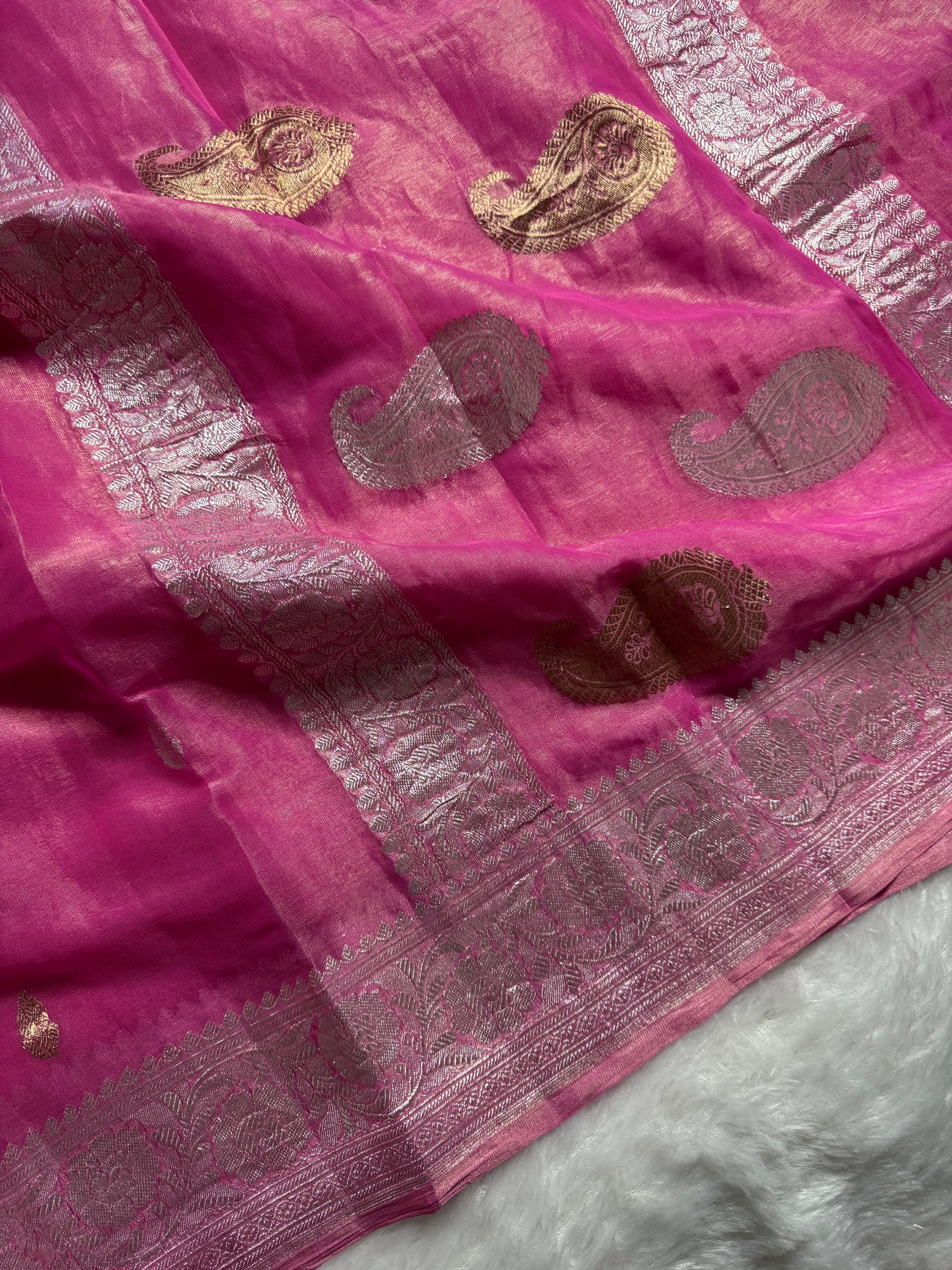 Pink Pure Khaddi Tissue Sona & Roopa Banarasi Saree