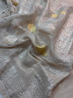 Natural Pure Khaddi Tissue Chiffon Sona & Roopa Banarasi Saree