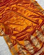 Kesri Orange Mashru Katan Silk Banarasi Saree