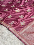 Mauve Pink Meenakari Mashru Katan Silk Banarasi Saree
