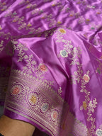 Lavender Meenakari Mashru Katan Silk Banarasi Saree