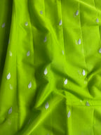 Bright Green Pure khaddi Chiffon Silk Banarasi Border Booti Saree