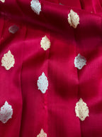 Red Pure Kora Organza Sona & Roopa Silk Banarasi Border Booti Saree