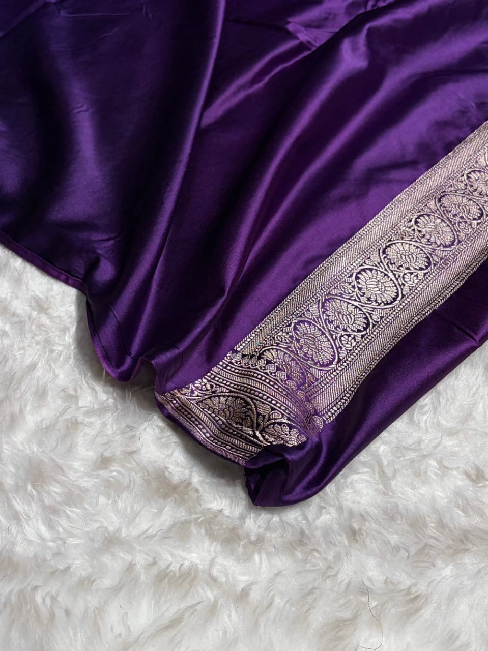 Purple Meenakari Mashru Katan Silk Banarasi Saree