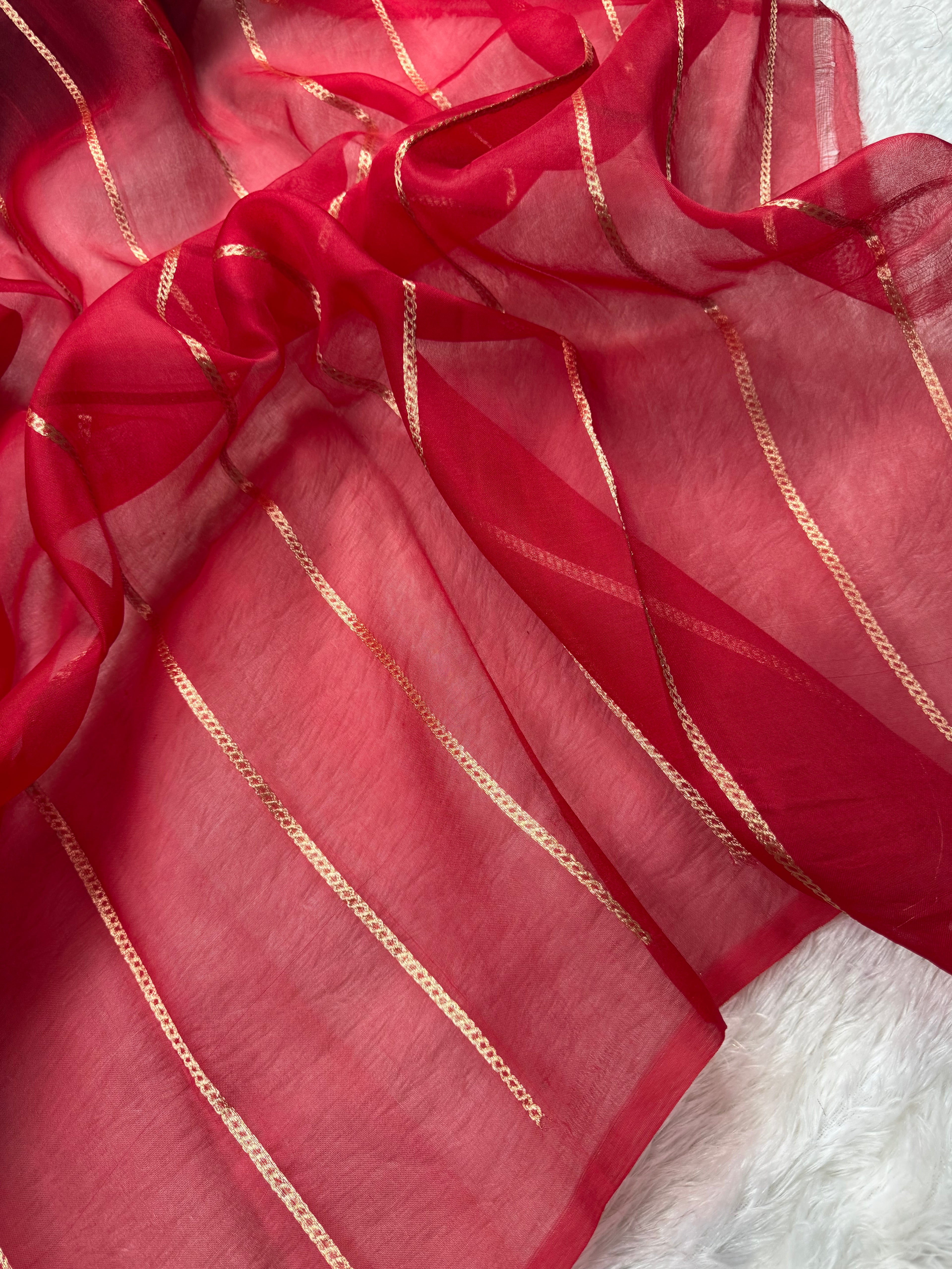 Red Pure Kora Organza Banarasi Saree