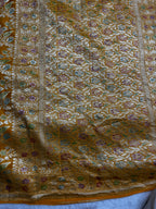 Mustard Yellow Handbrush Pure Khaddi Georgette Silk Banarasi Saree