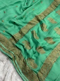 Pista Mint Green Pure khaddi Chiffon Silk Banarasi Saree