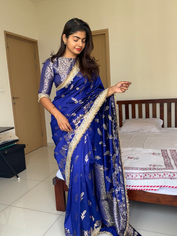 Royal Blue Banarasi Nazakat Soft Silk Saree