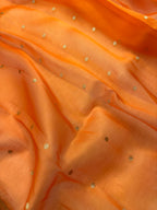 Rust Orange Pure Kora Organza Silk Banarasi Saree