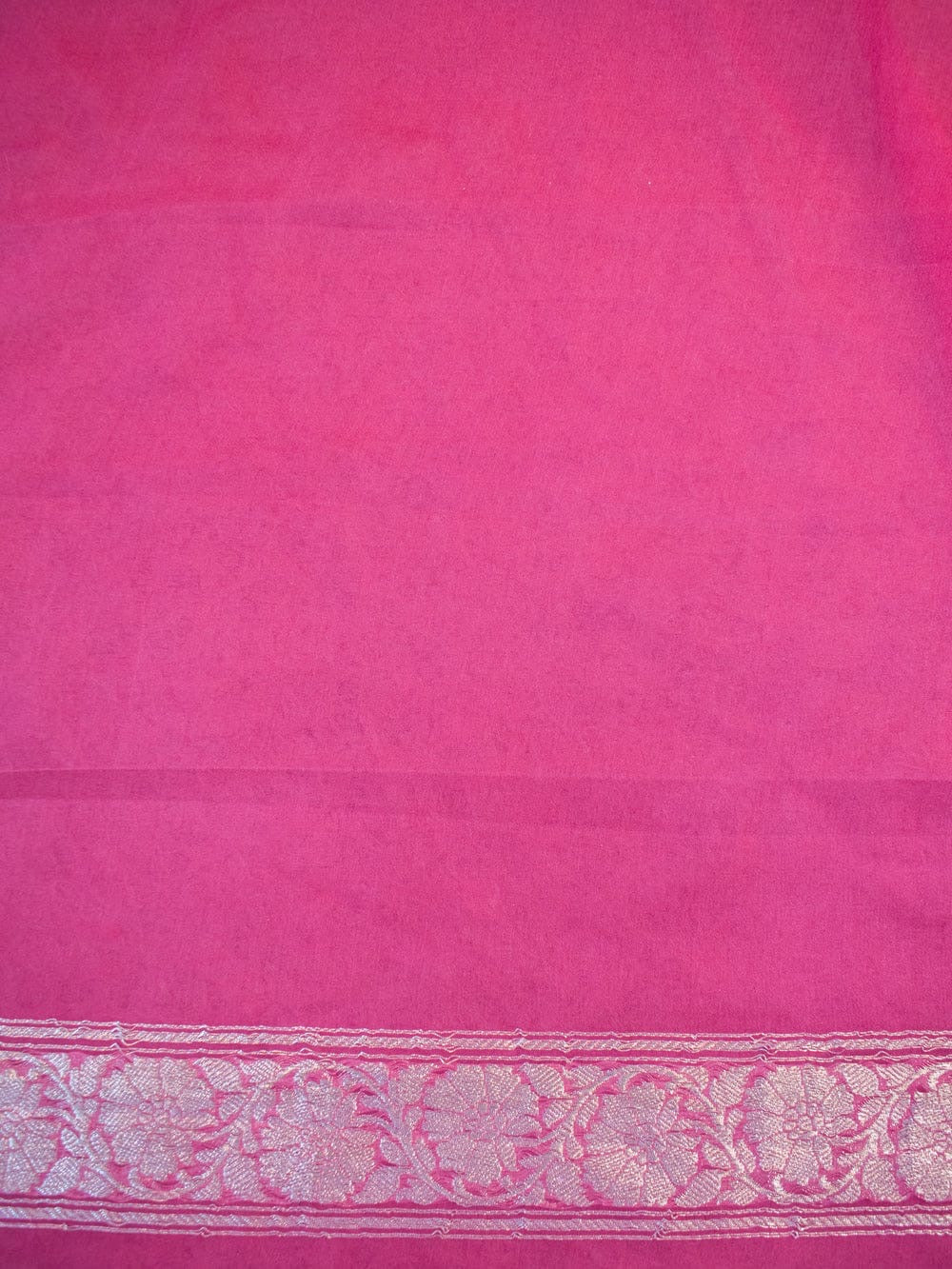 Rani Pink Pure Khaddi Chiffon Silk Banarasi Saree