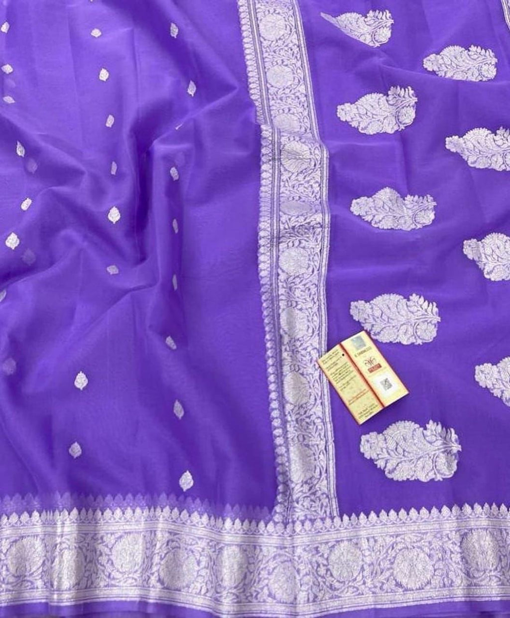 Royal Purple Pure Khaddi Chiffon Silk Banarasi Saree