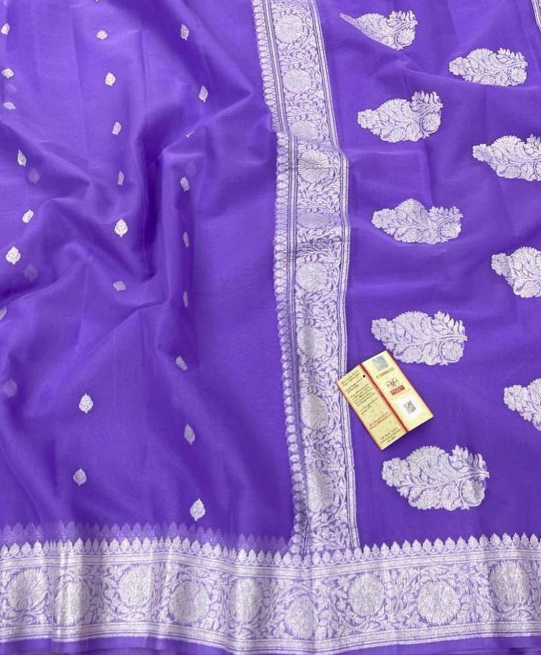 Royal Purple Pure Khaddi Chiffon Silk Banarasi Saree