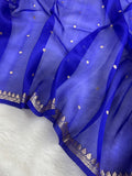 Royal Blue Pure Kora Organza Silk Banarasi Saree