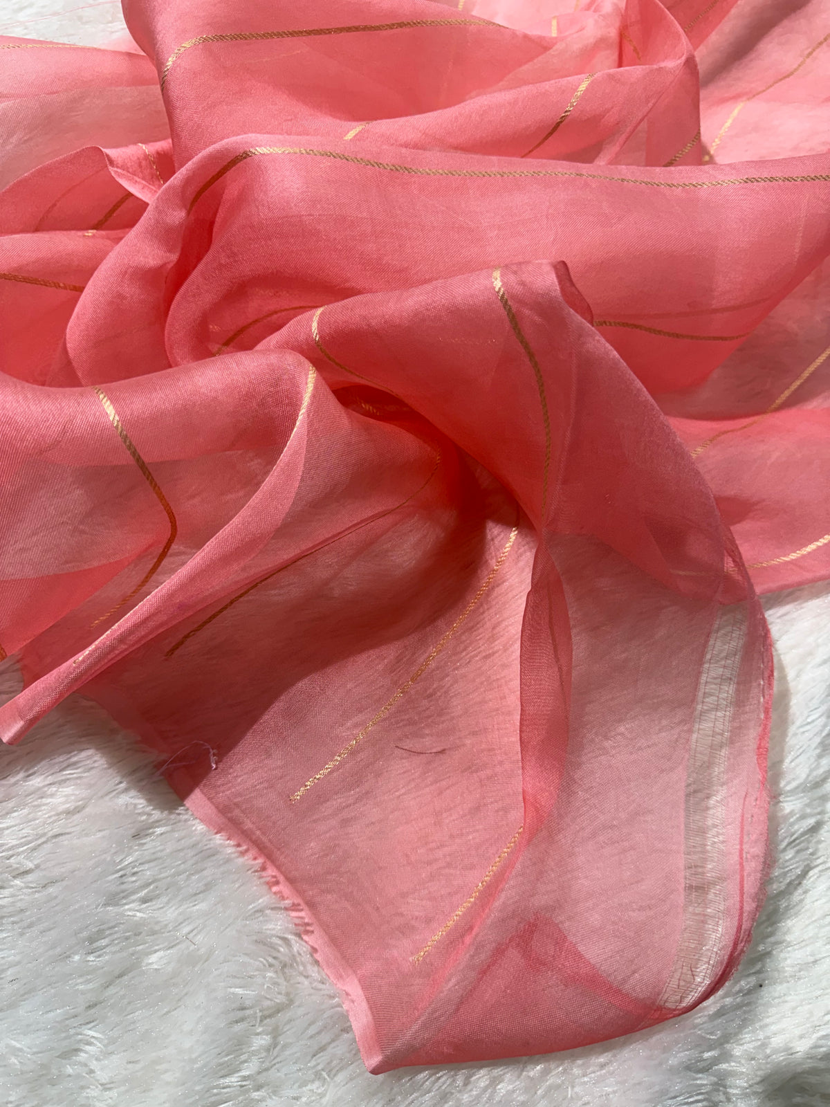 Purple & Peach Pure Kora Organza Silk Banarasi Saree