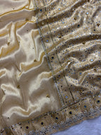 Yellow Tissue Silk Saree With Ghungroo & Mirror Work Designer Border Lace Saree