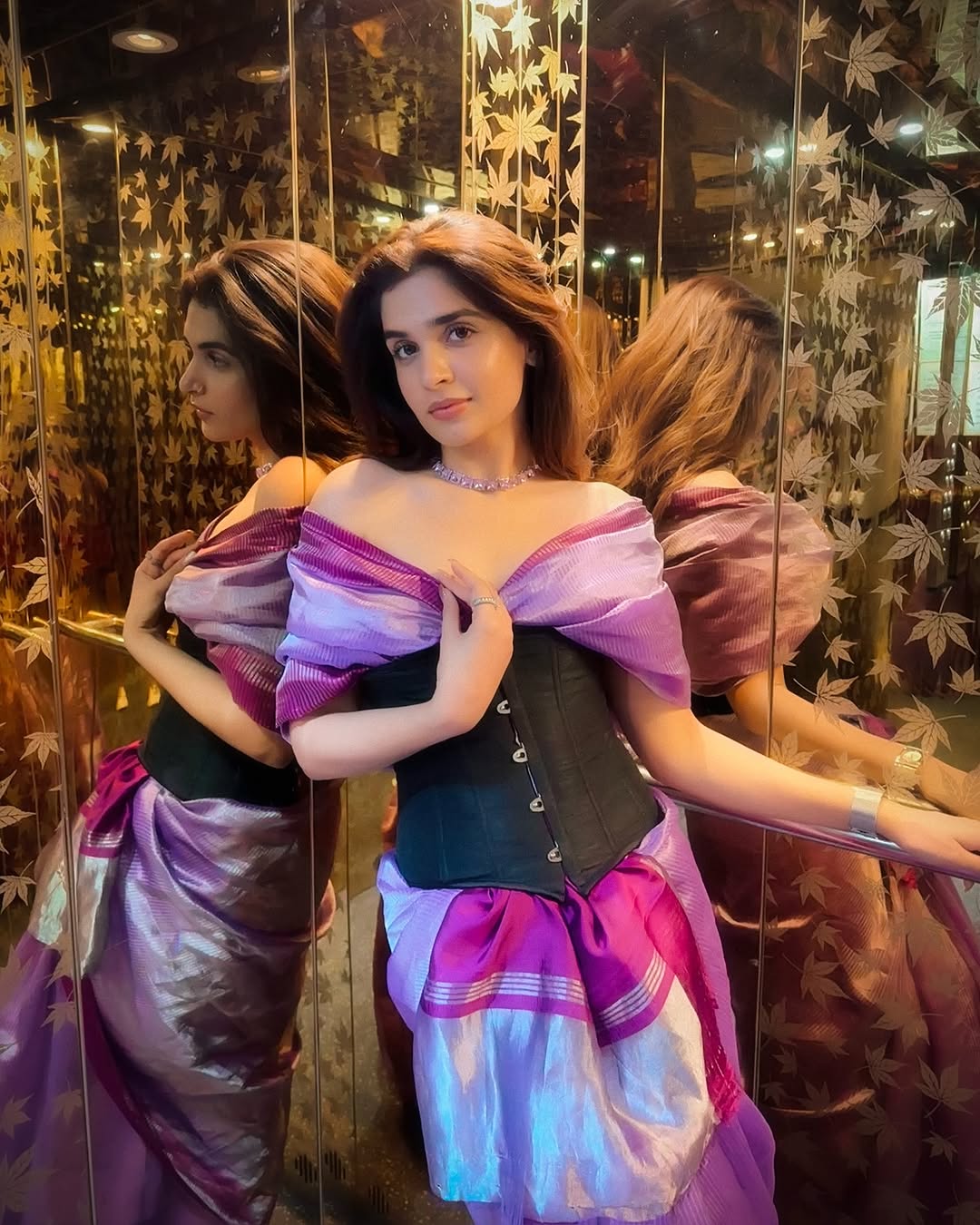 Purple Stripe Tissue Silk Banarasi Saree