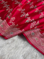 Red Meenakari Mashru Katan Silk Banarasi Saree