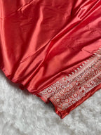 Rust Red Tanchui Meenakri Mashru Katan Silk Banarasi Saree