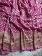 Onion Pink Pure Khaddi Georgette Silk Banarasi Saree
