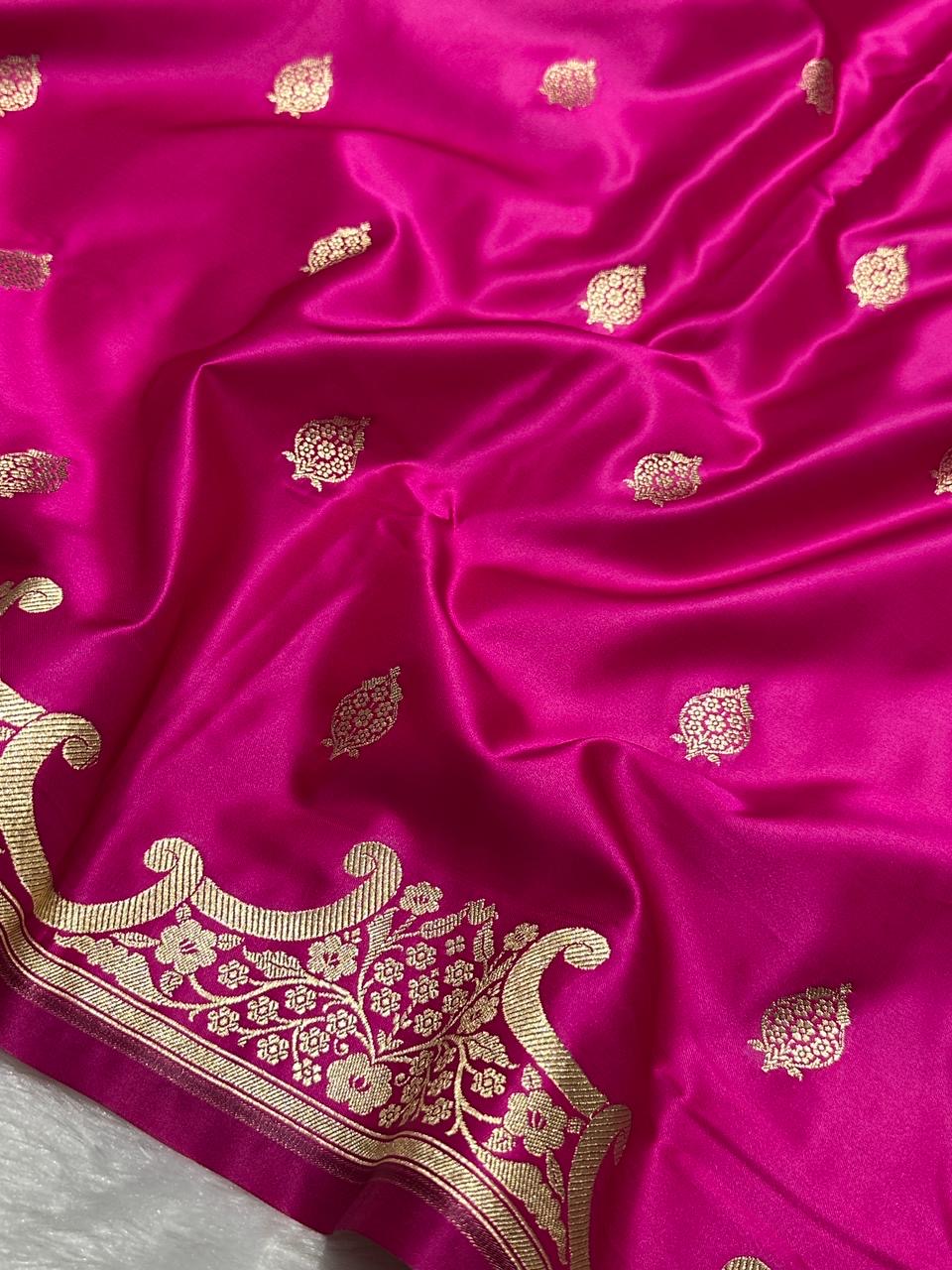 Rani Pink Mashru Katan Silk Banarasi Saree