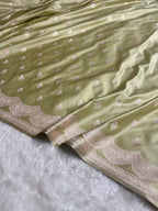 Olive Green Mashru Katan Silk Banarasi Saree