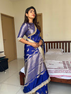 Royal Blue Banarasi Nazakat Soft Silk Saree
