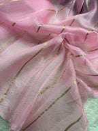 Baby Pink Pure Kora Organza Banarasi Saree